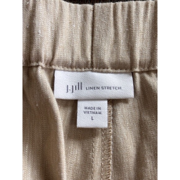 J Jill Pants Women Large Beige Linen Stretch Pull On Taper Casual Beachy Career - Picture 5 of 8